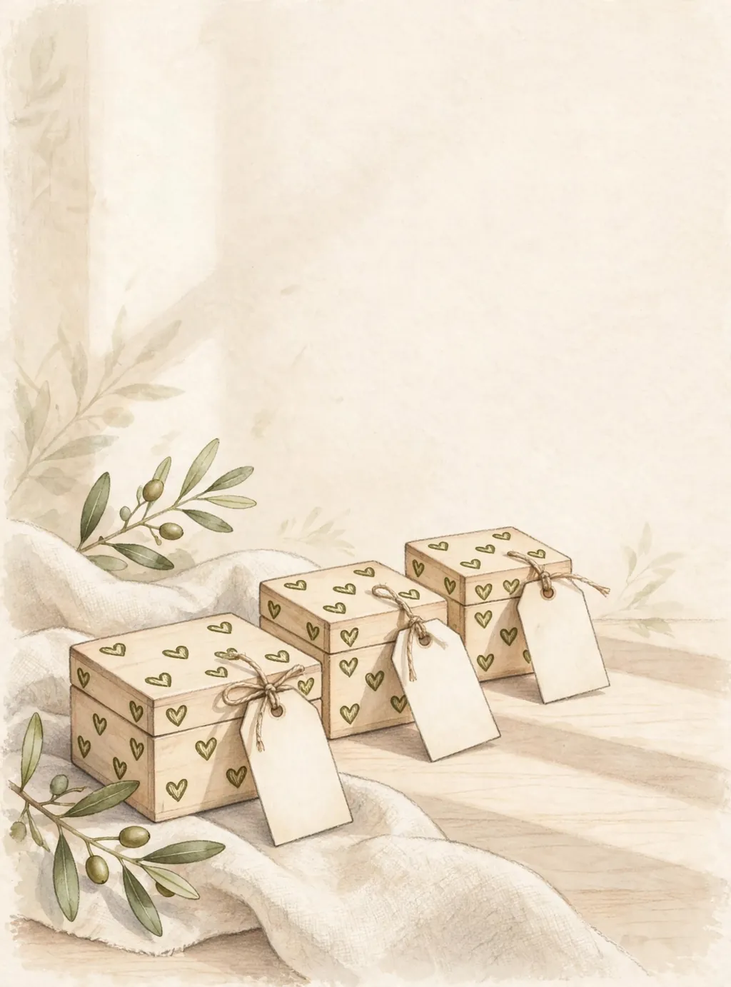 Small heart-print boxes with blank paper tags